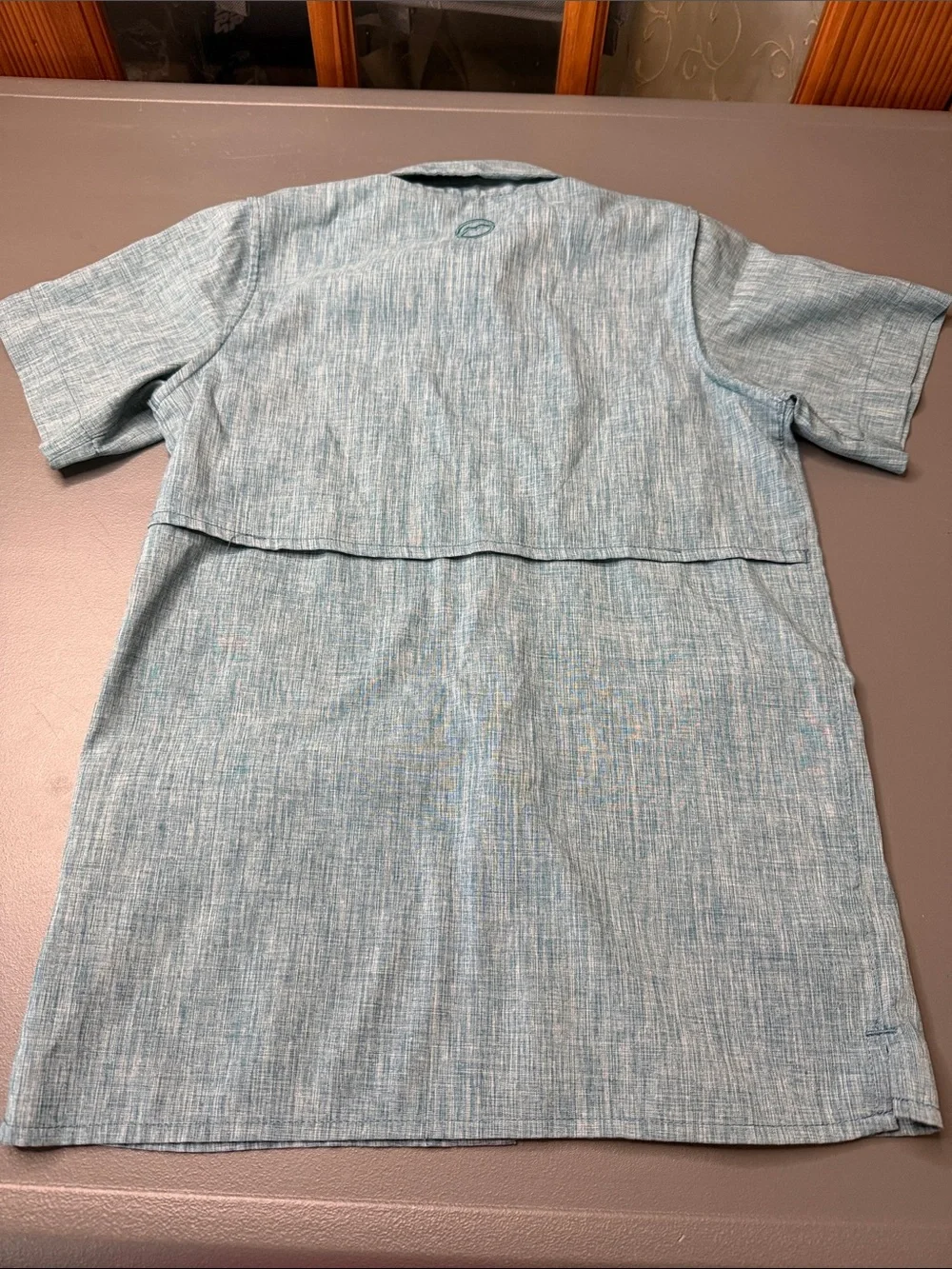 Kid’s Magellan Outdoors Short-Sleeve Button-Front Shirt. Light Blue Heather XS